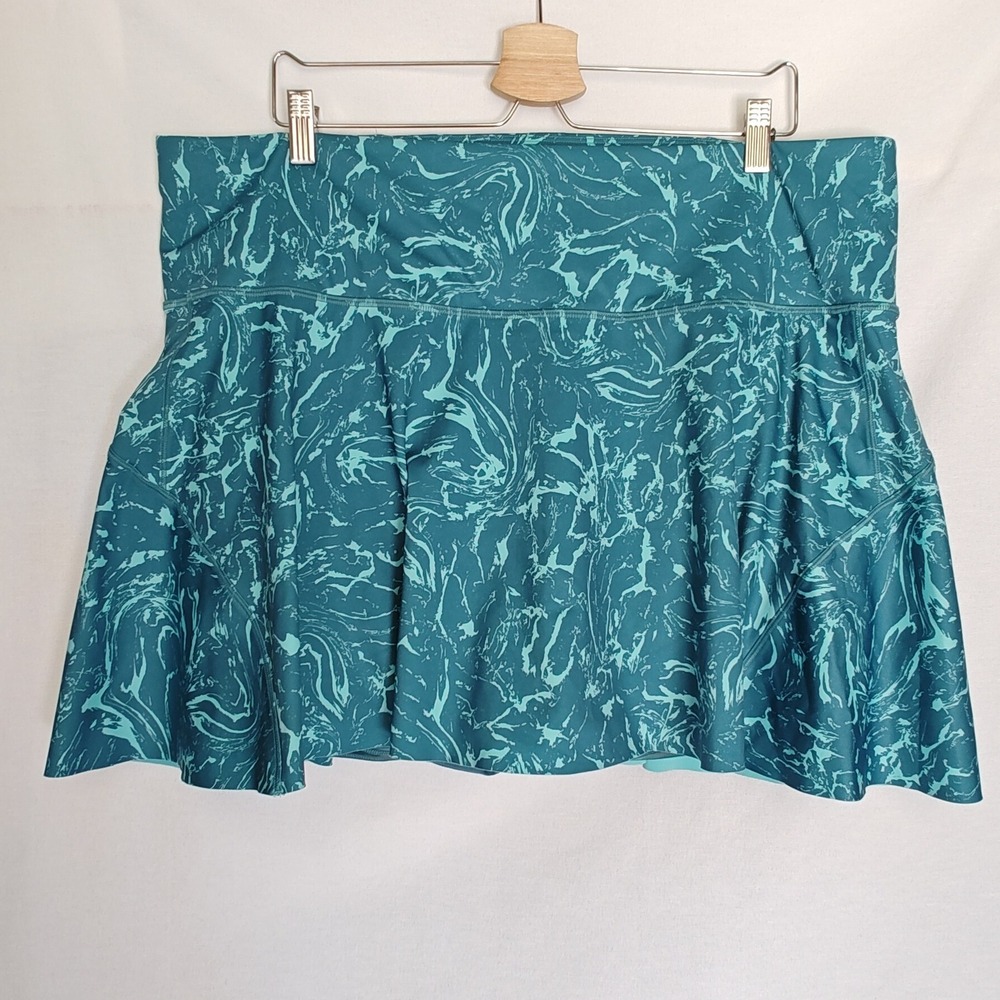Athleta Ace Printed Tennis Skort Skirt 2X Blue Green Marble Athletic Skirt‎